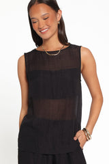 Vayla Sheer Panel Top - Black