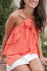 Zorina Halter Neck Chiffon Top - Sherbert