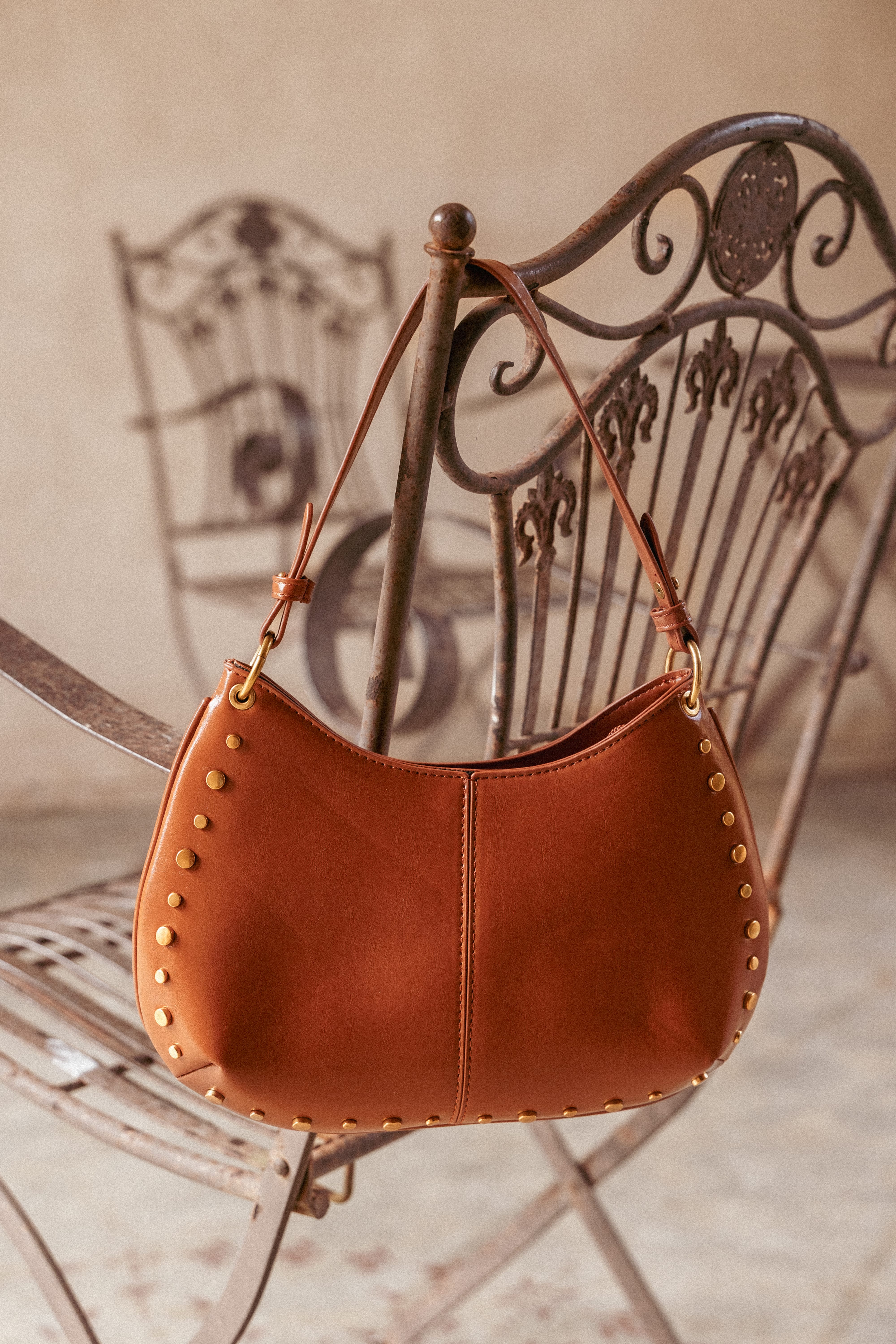 Celia Studded Bag - Tan