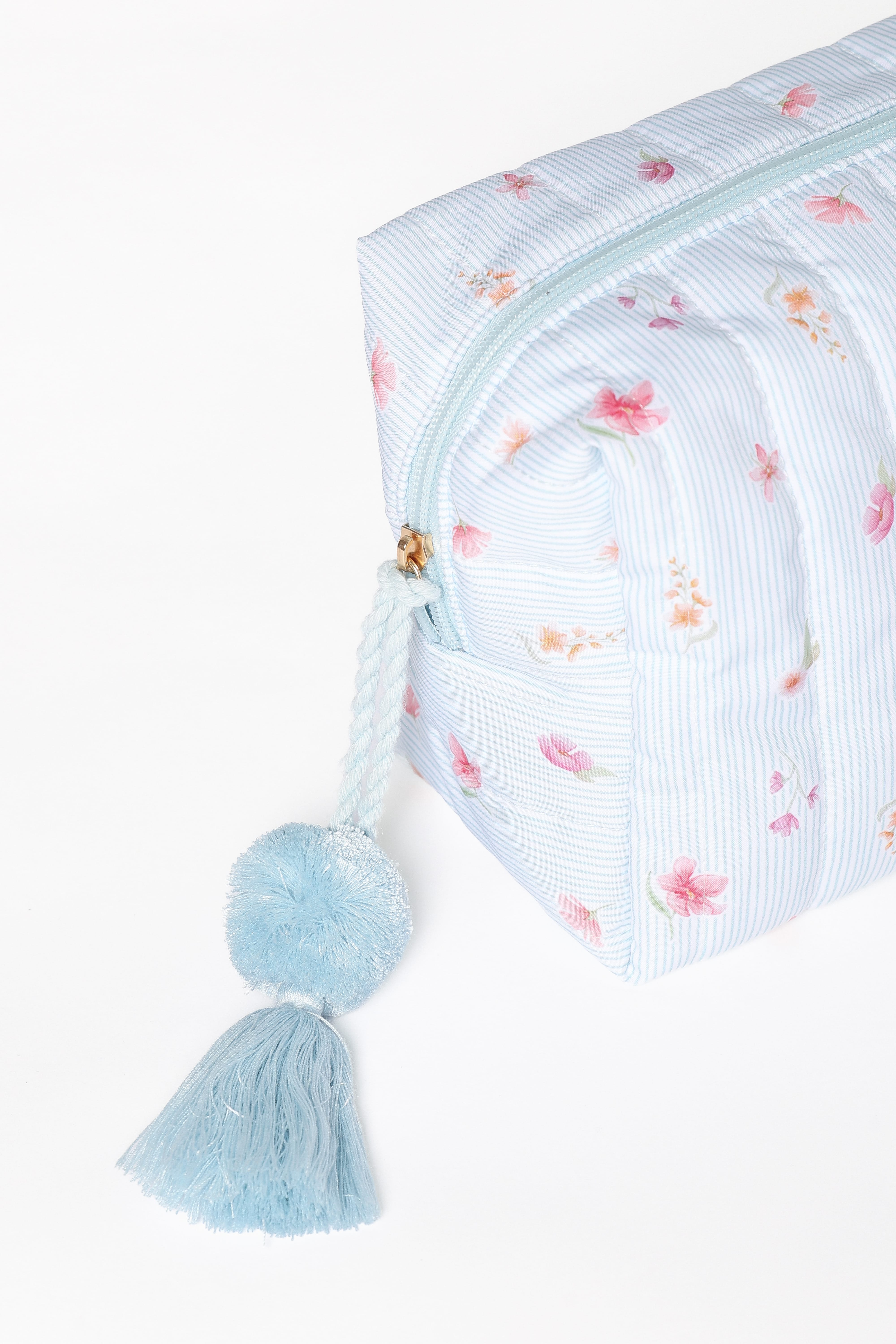 Cosmetic Case - Blue Garden Stripe