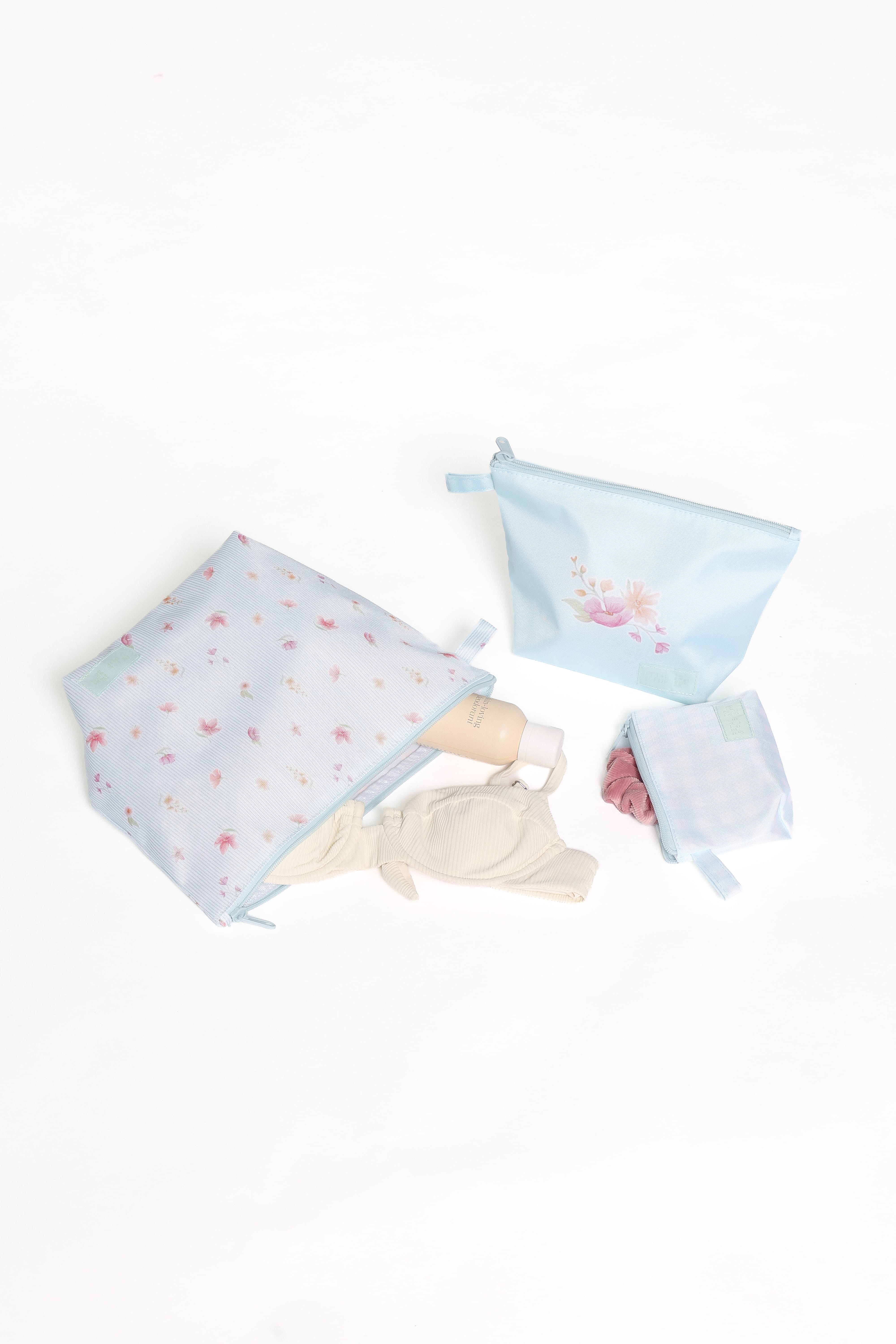 Handy Pouch Trio - Blue Garden Stripe