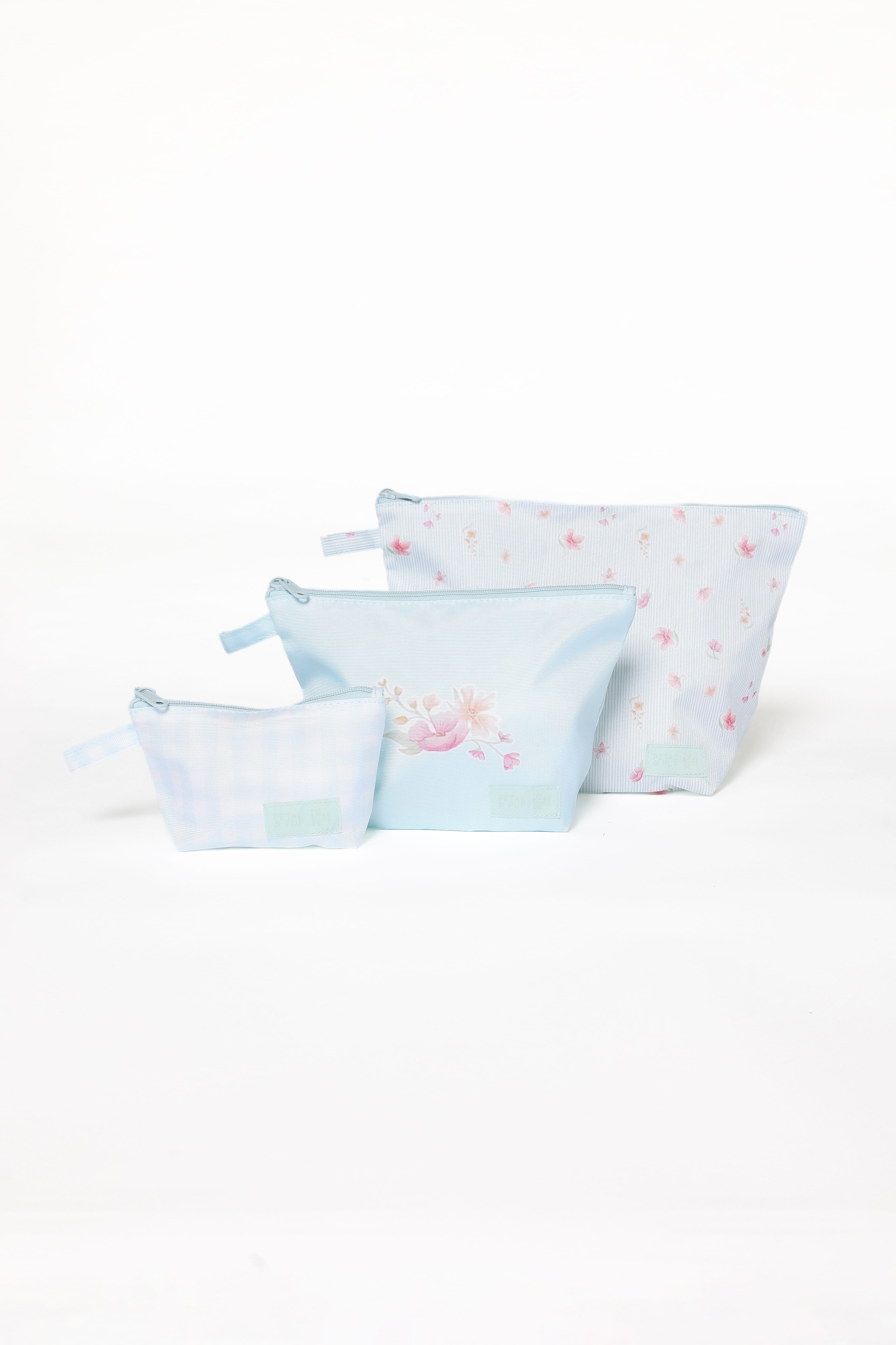 Handy Pouch Trio - Blue Garden Stripe