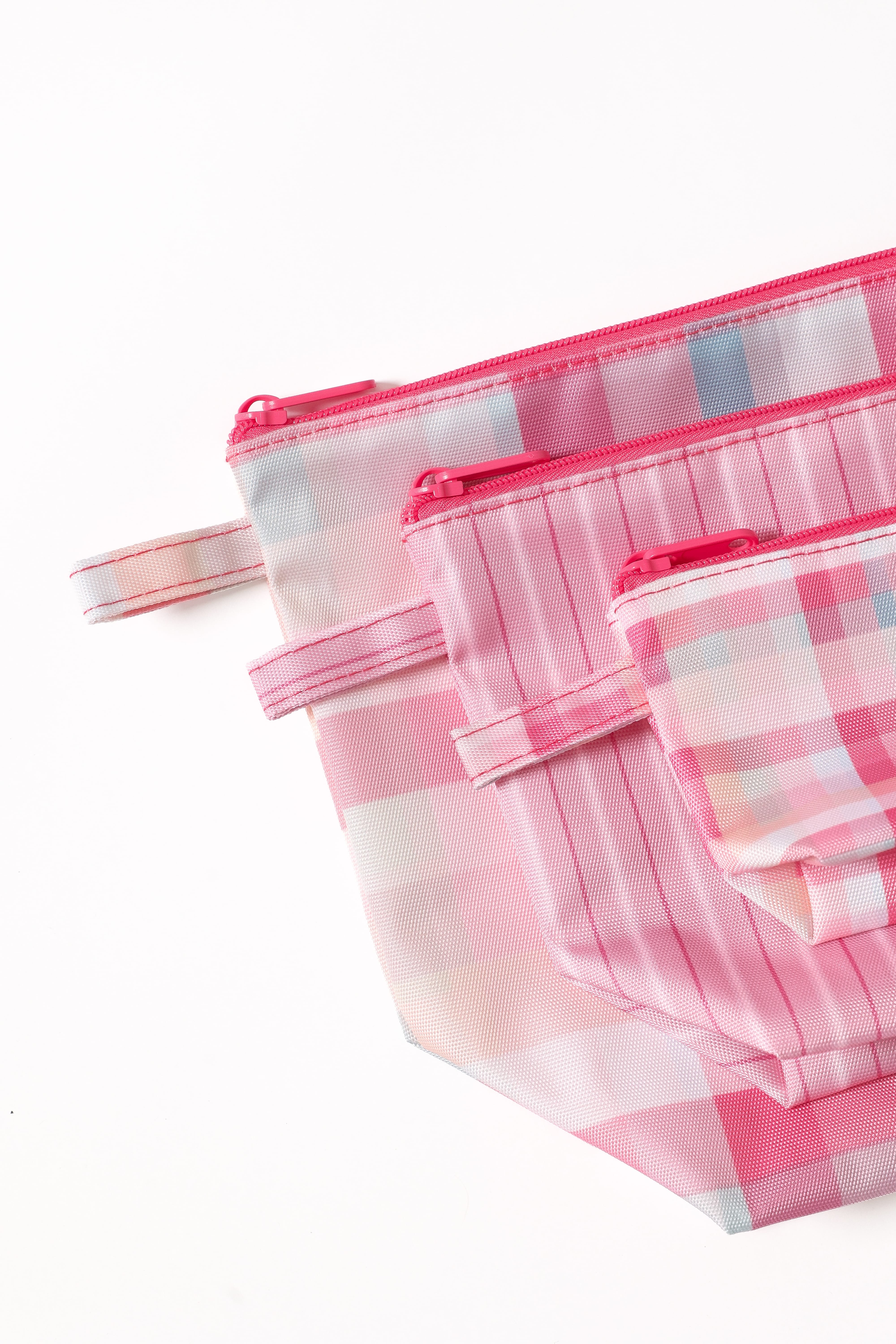 Handy Pouch Trio - Pink Picnic Plaid