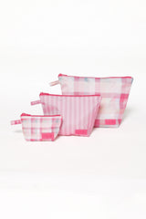 Handy Pouch Trio - Pink Picnic Plaid