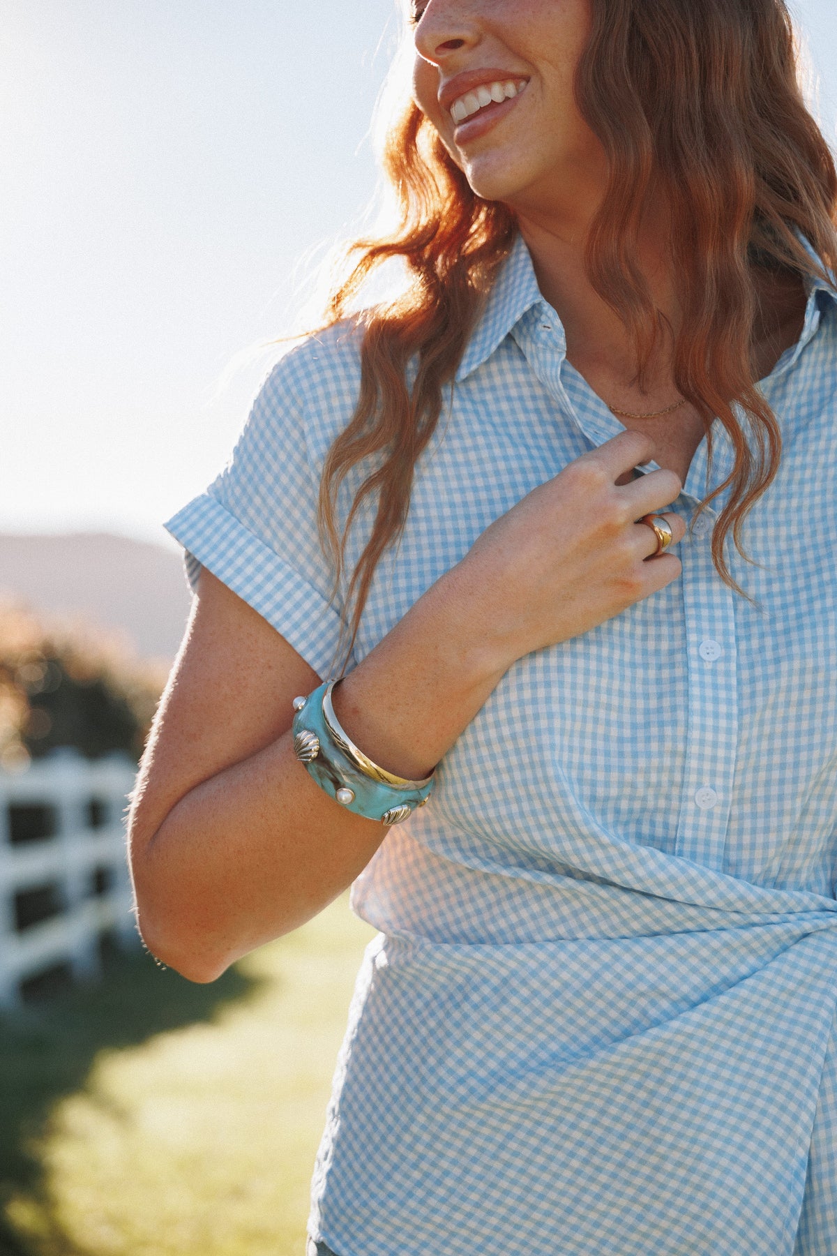 Havana Shell Bangle Set - Teal