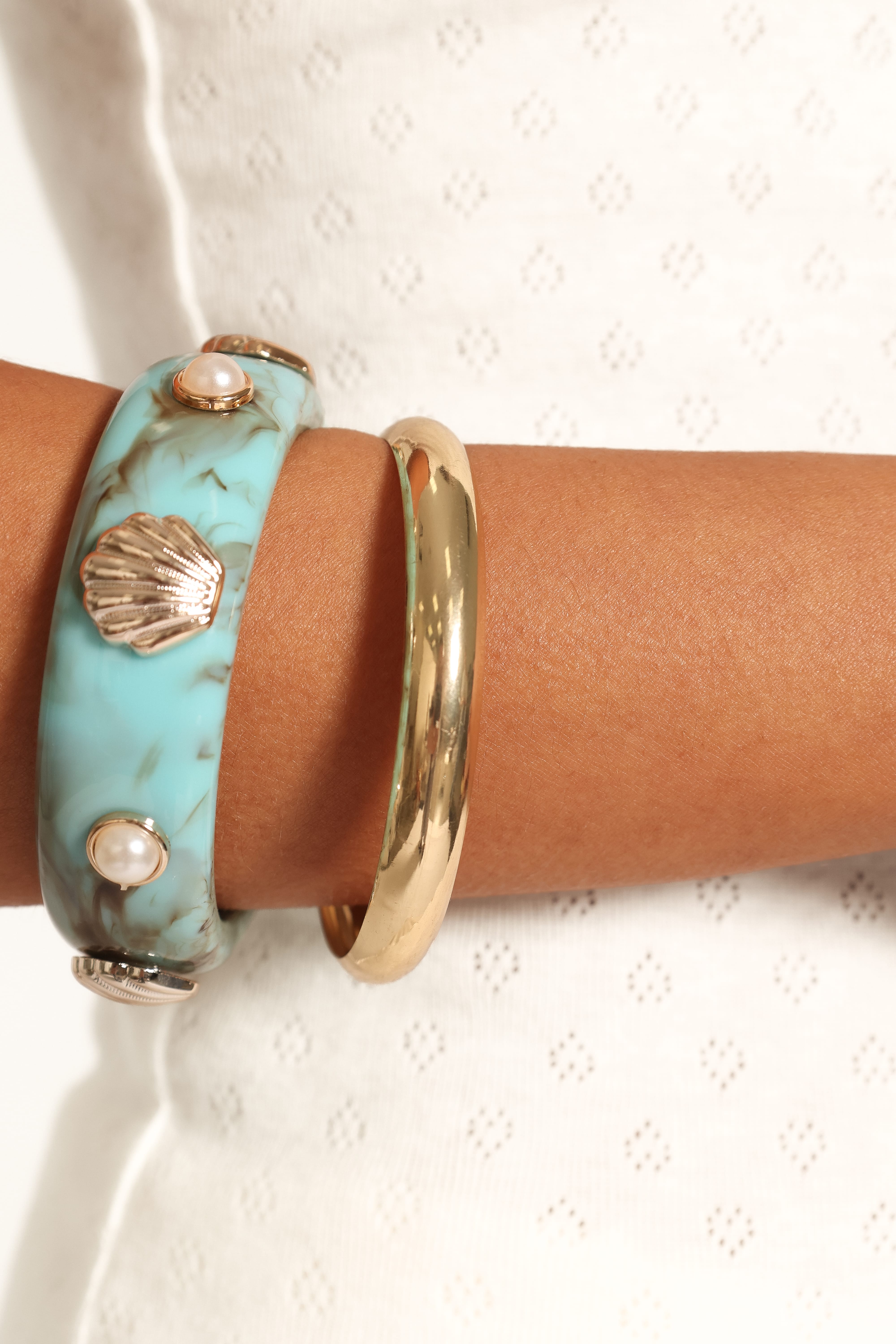 Havana Shell Bangle Set - Teal