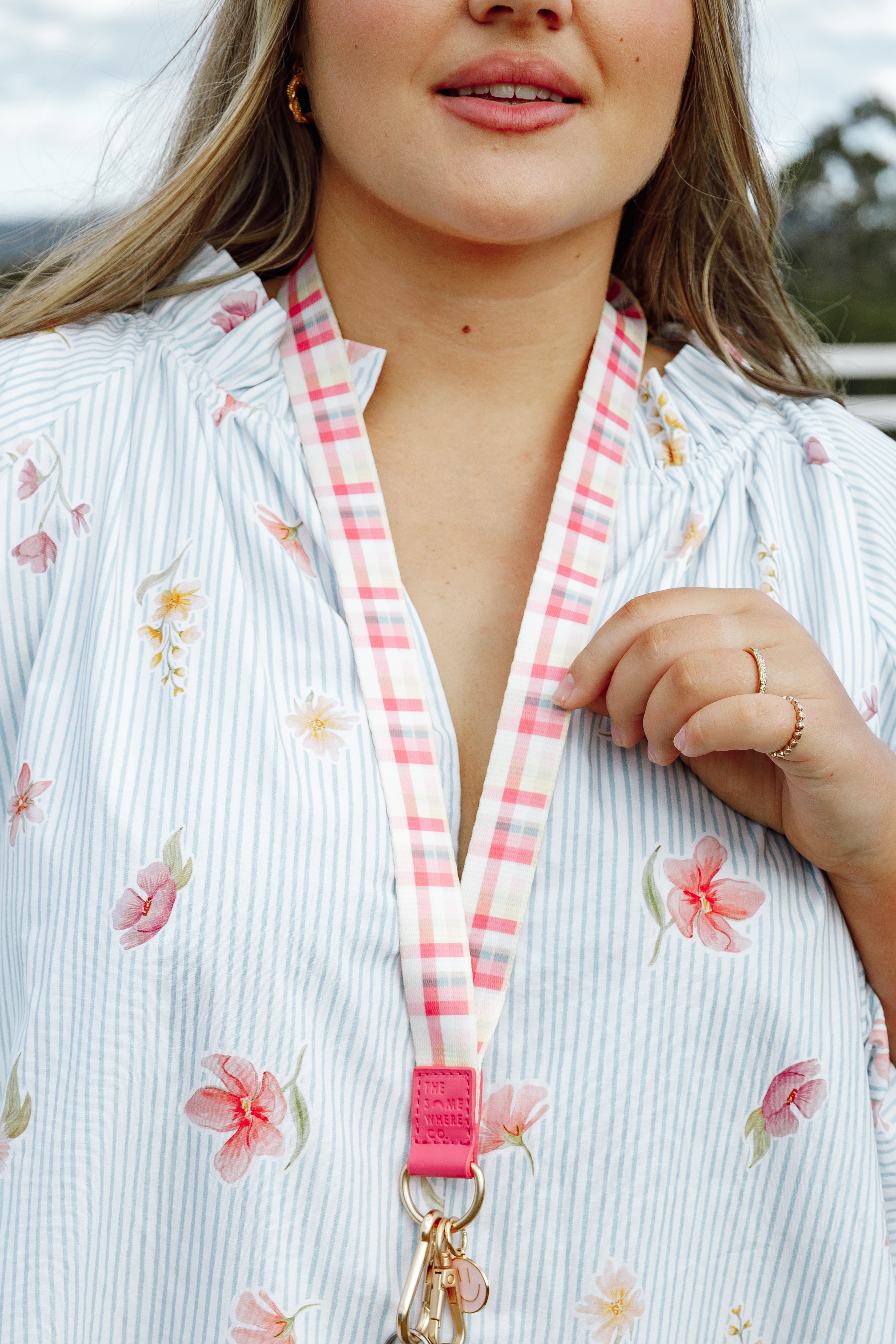 Lanyard - Pink Picnic Plaid