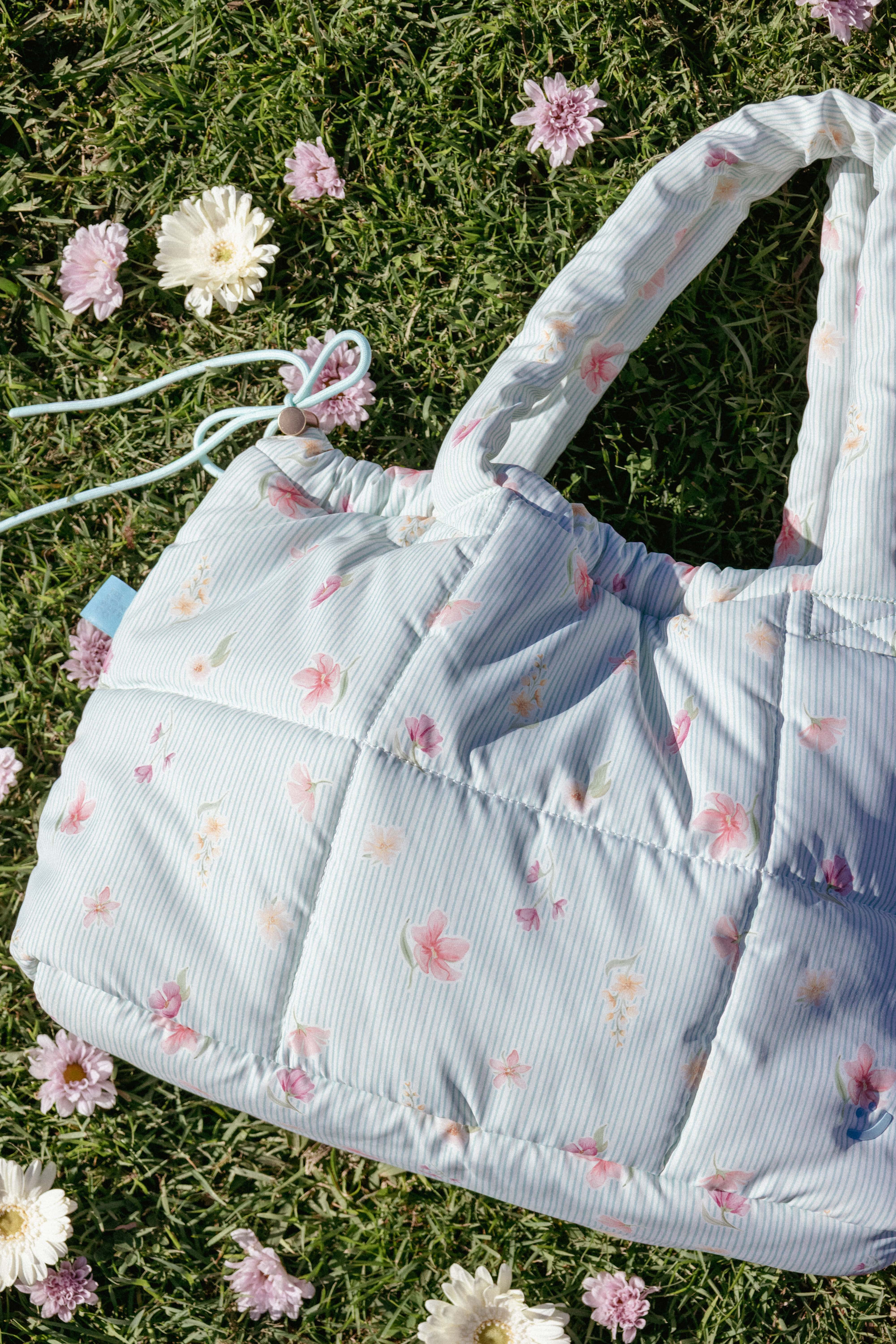 Marshmallow Midi Tote - Blue Garden Stripe