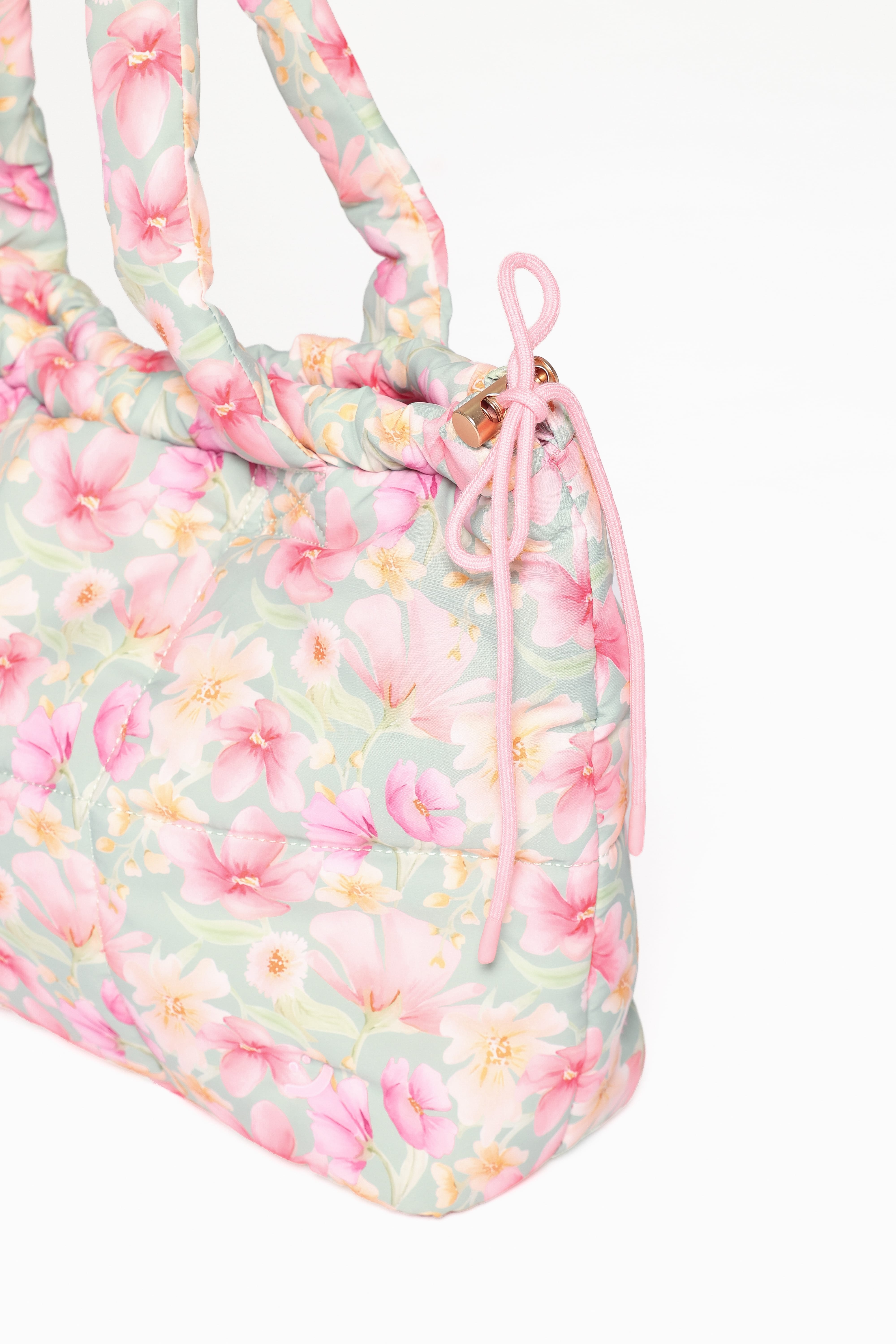 Marshmallow Midi Tote - Sage Wildflowers