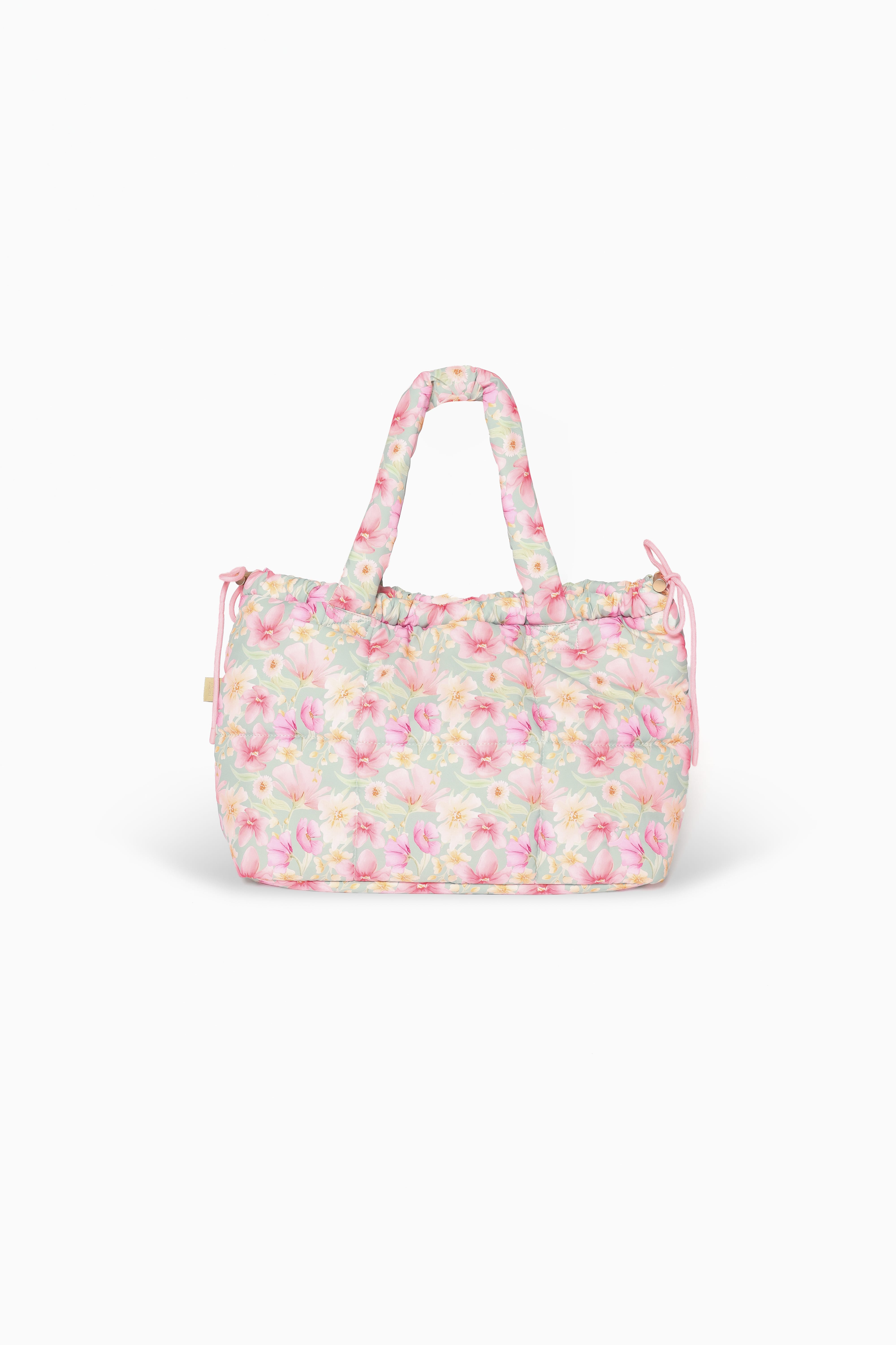 Marshmallow Midi Tote - Sage Wildflowers
