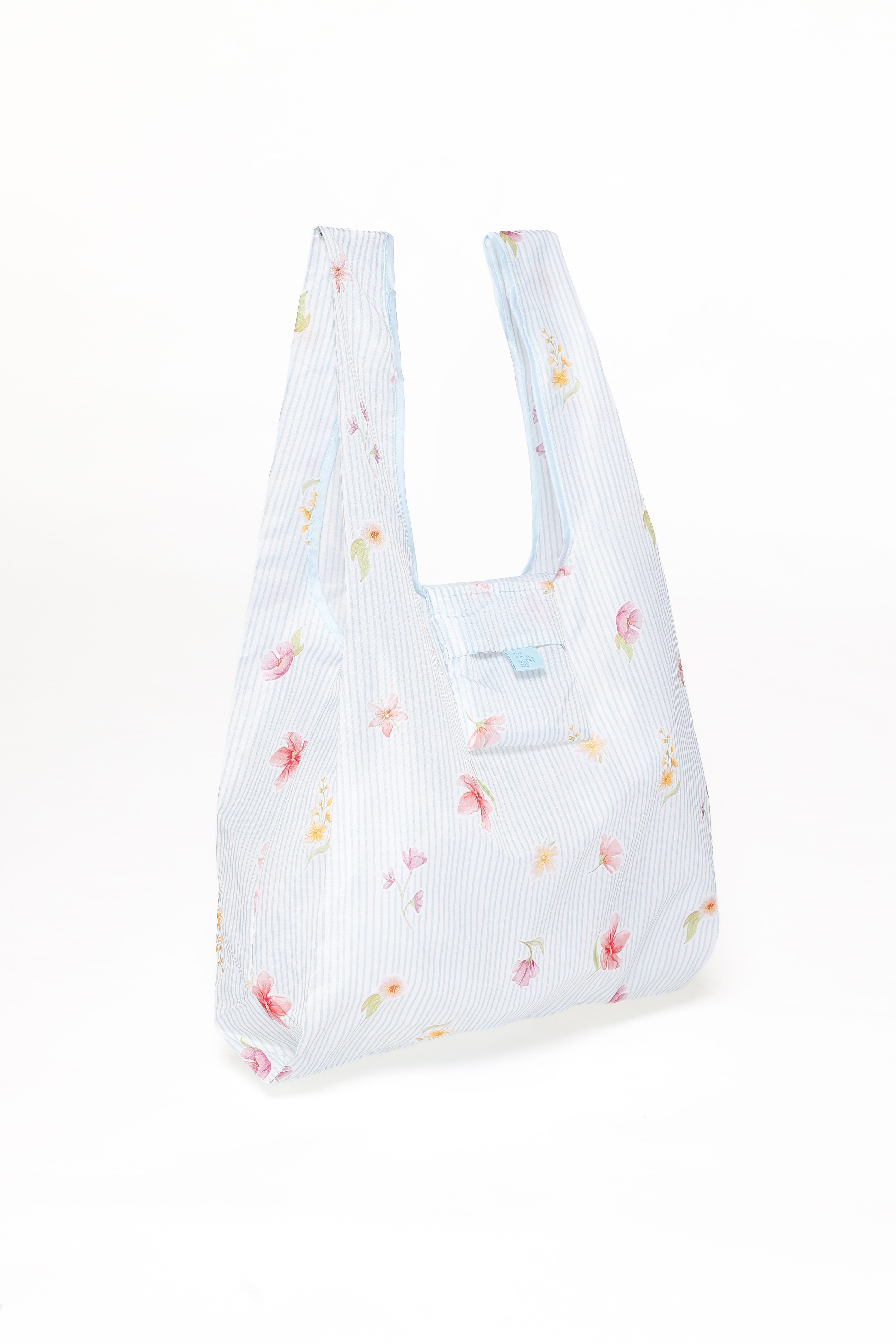 Reusable Shopping Bag - Blue Garden Stripe