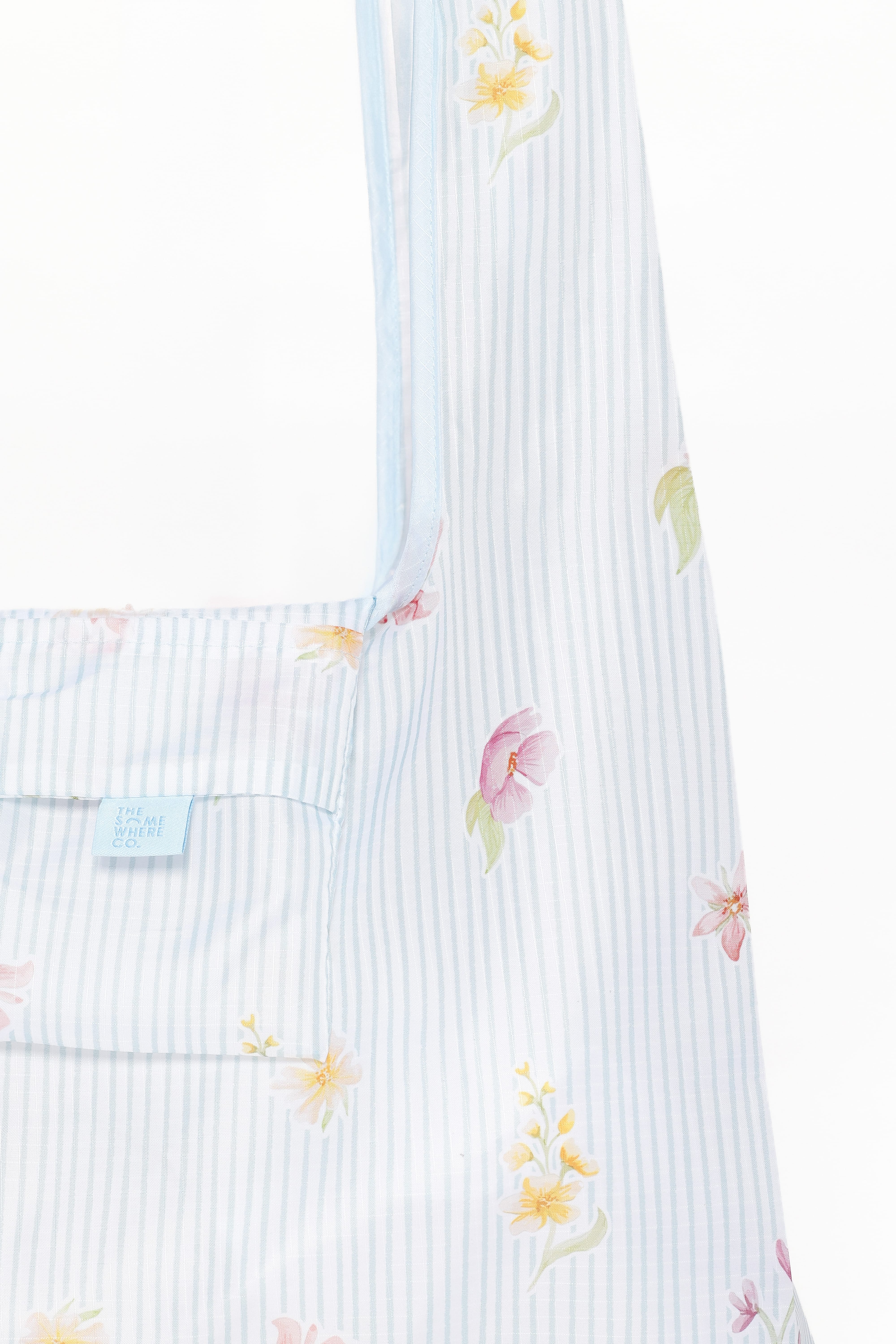 Reusable Shopping Bag - Blue Garden Stripe