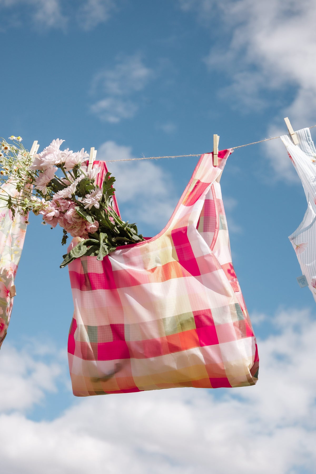Reusable Shopping Bag - Pink Picnic Plaid