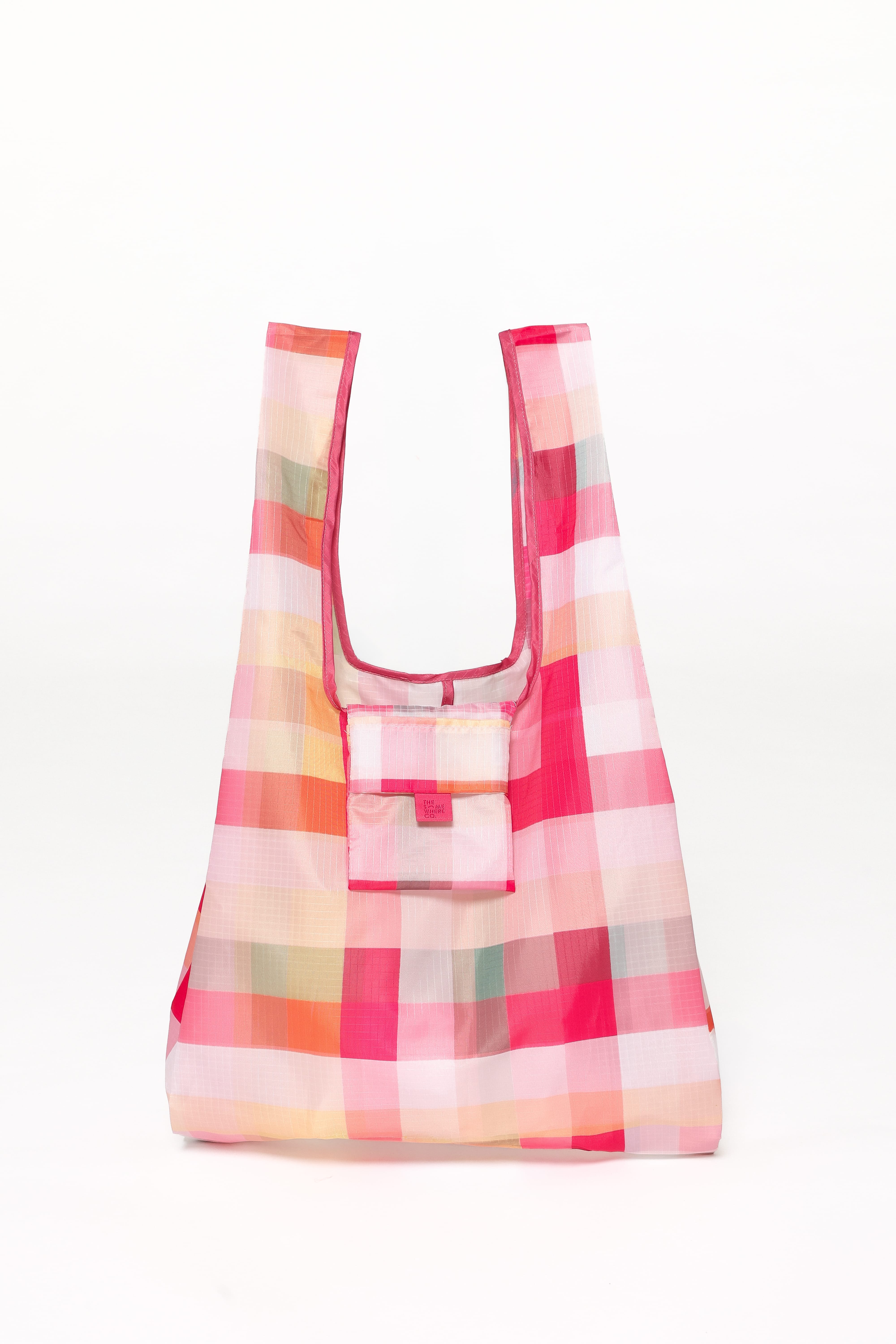 Reusable Shopping Bag - Pink Picnic Plaid