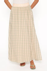 Daroda Midi Circle Skirt - Green/Pink Gingham