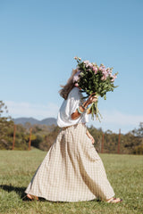Daroda Midi Circle Skirt - Green/Pink Gingham
