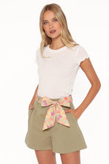 Davey Scarf Tie Shorts - Olive Green