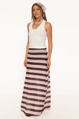 Dia Mesh Column Skirt - Pink/Brown Stripe