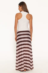 Dia Mesh Column Skirt - Pink/Brown Stripe