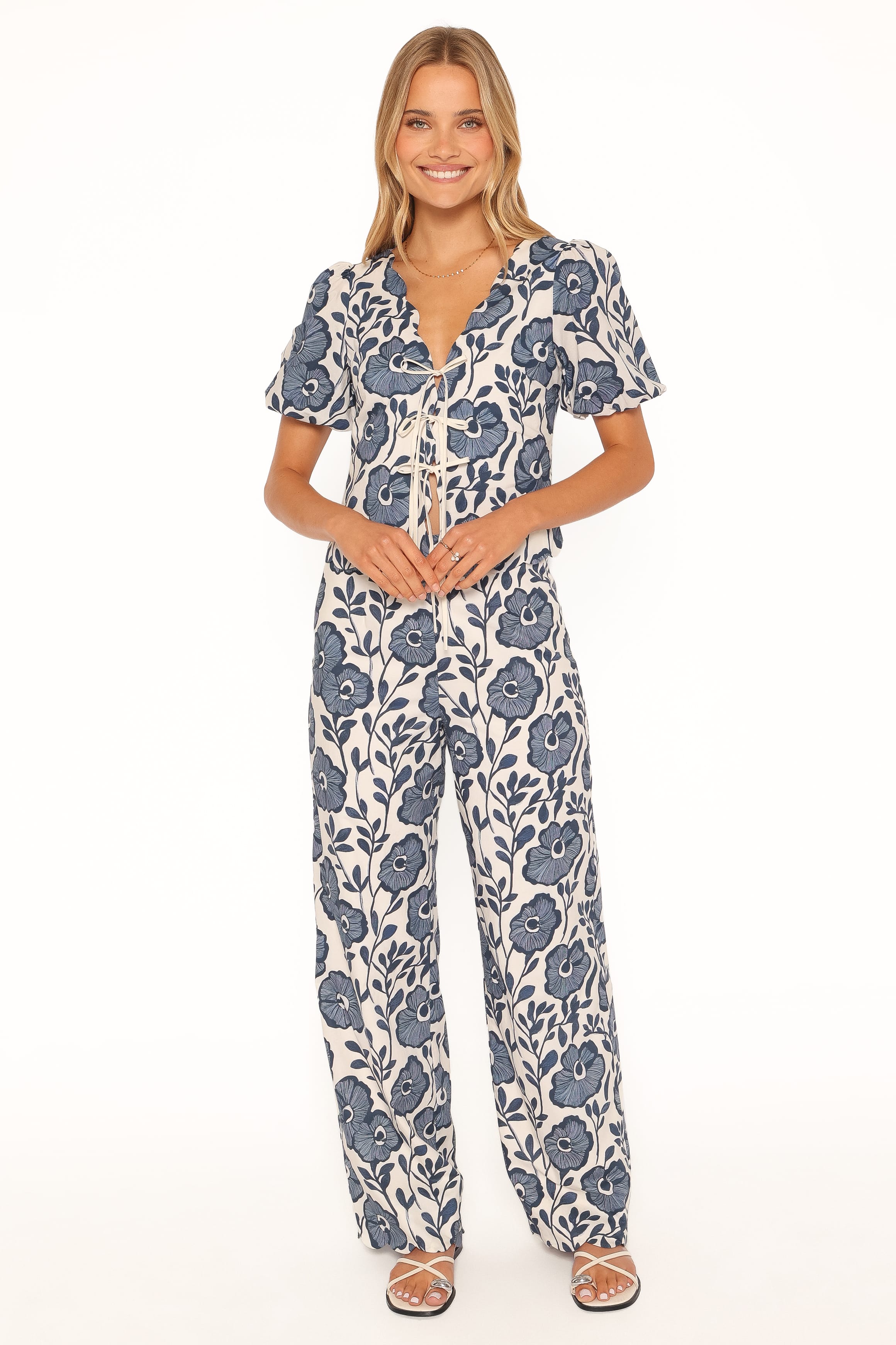 Jensen Scallop Hem Pant - Blue Floral