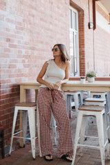 Lawson Track Pants - Burgundy Gingham