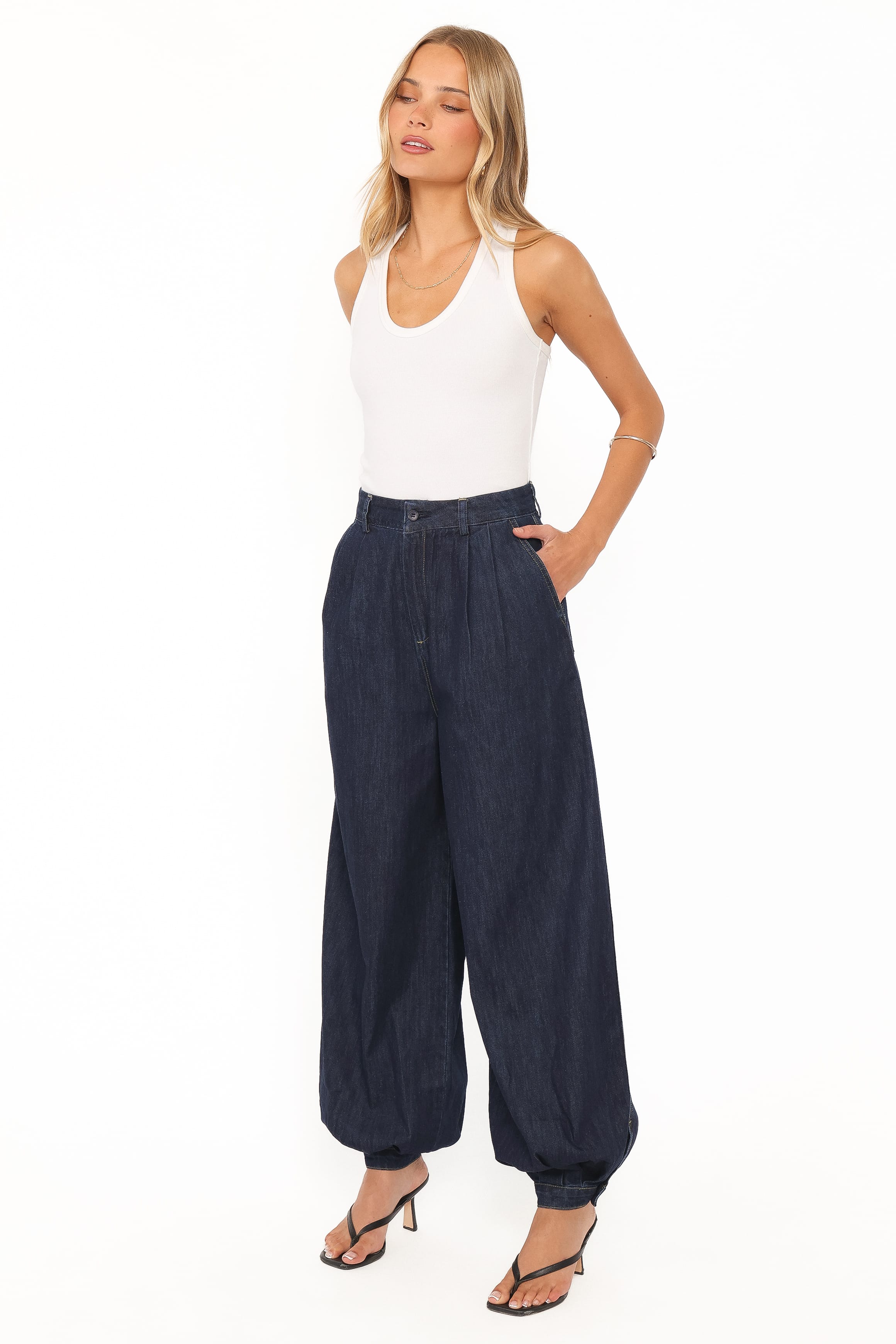 Melita Balloon Leg Denim Jeans - Indigo