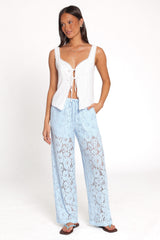 Sabina Lace Wide Leg Pant - Baby Blue