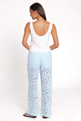 Sabina Lace Wide Leg Pant - Baby Blue