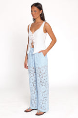 Sabina Lace Wide Leg Pant - Baby Blue