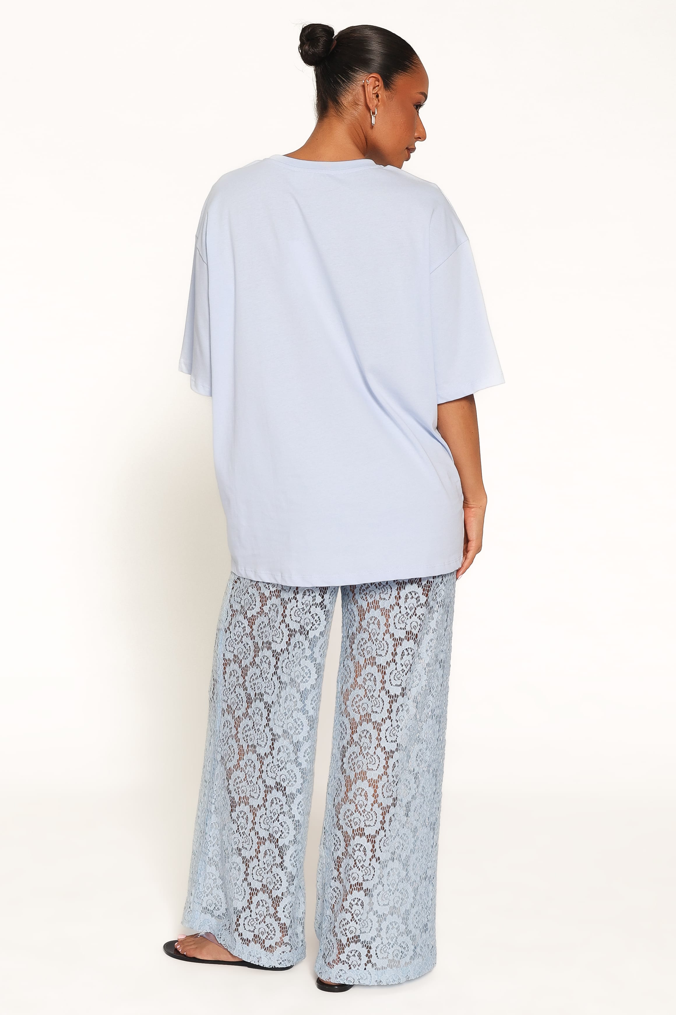 Tia Sheer Lace Pant - Light Blue
