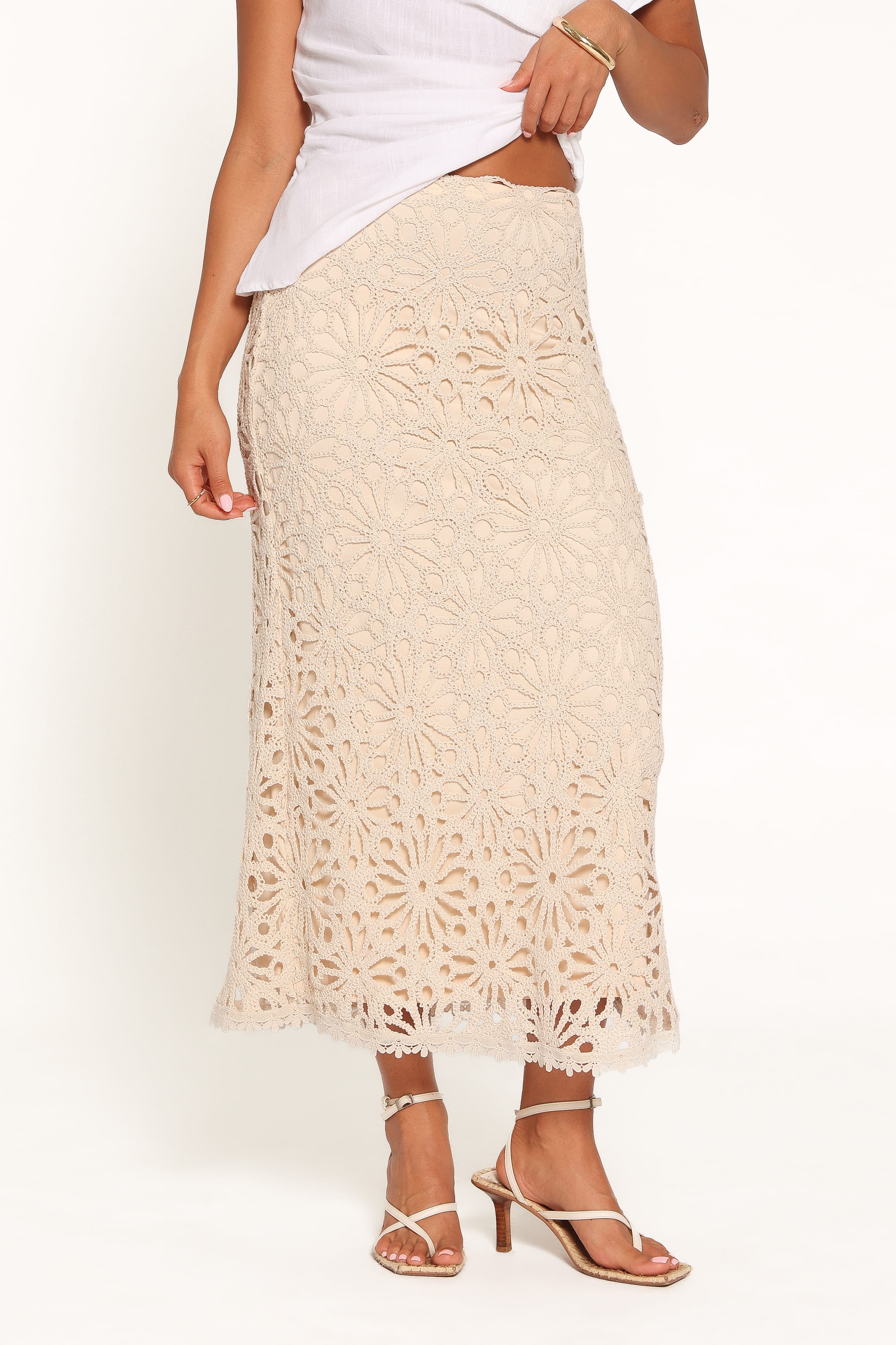 Vesela Crochet Maxi Skirt - Natural