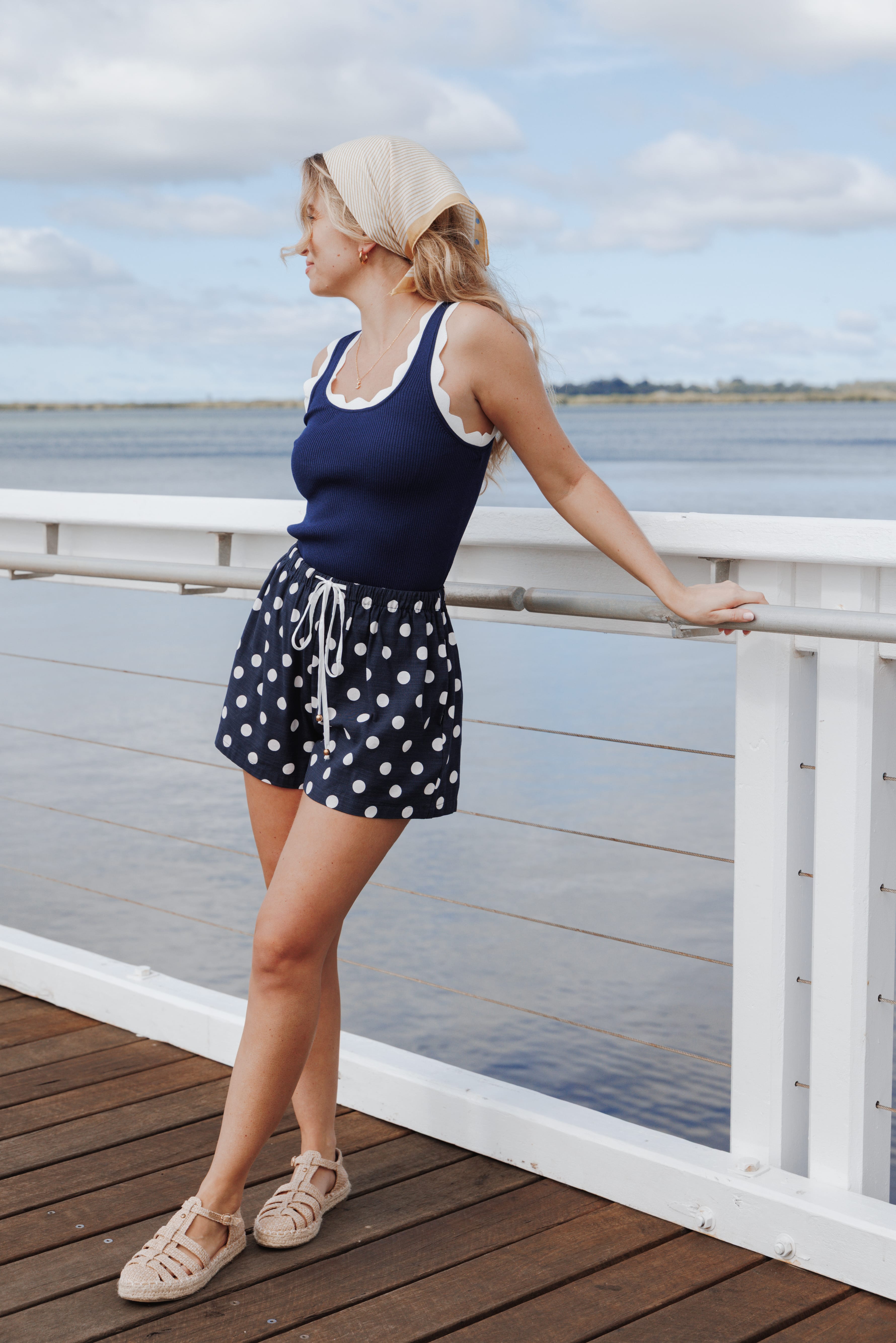 Wren Short - Navy Polka Dot