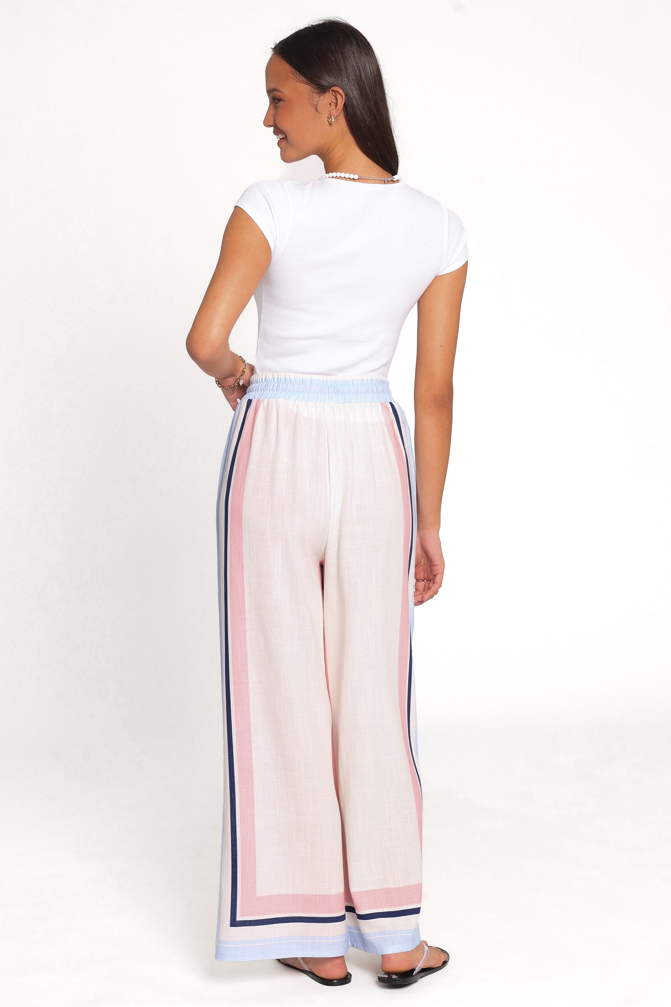 Zalia Wide Leg Pants - Pink/Blue Stripe