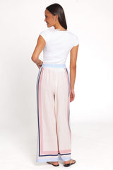 Zalia Wide Leg Pants - Pink/Blue Stripe