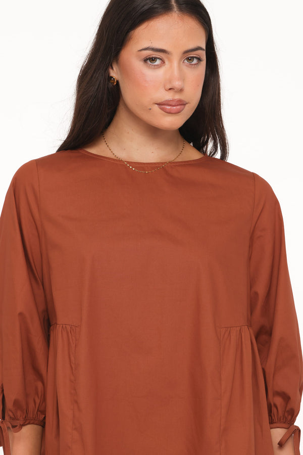 Arthur Long Sleeve Mini Dress - Camel