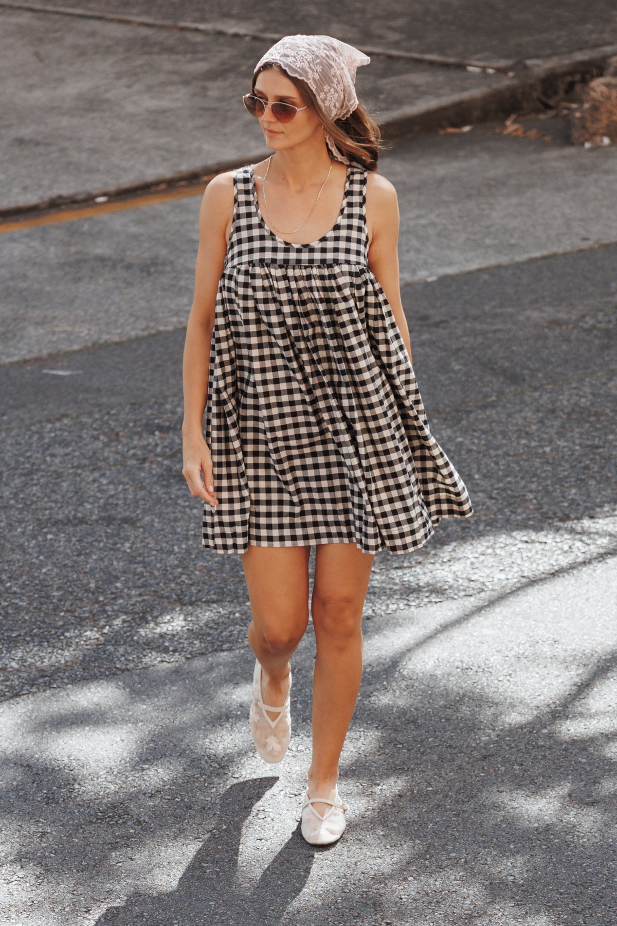 Atria Mini Dress - Black Cream Gingham