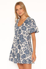 Bertine Mini Dress - Blue Floral