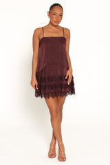 Brinley Mini Dress - Brown Polka Dot