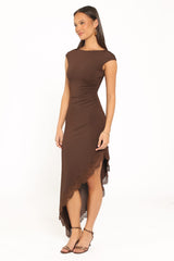 Channing Lace Midi Dress - Chocolate Brown