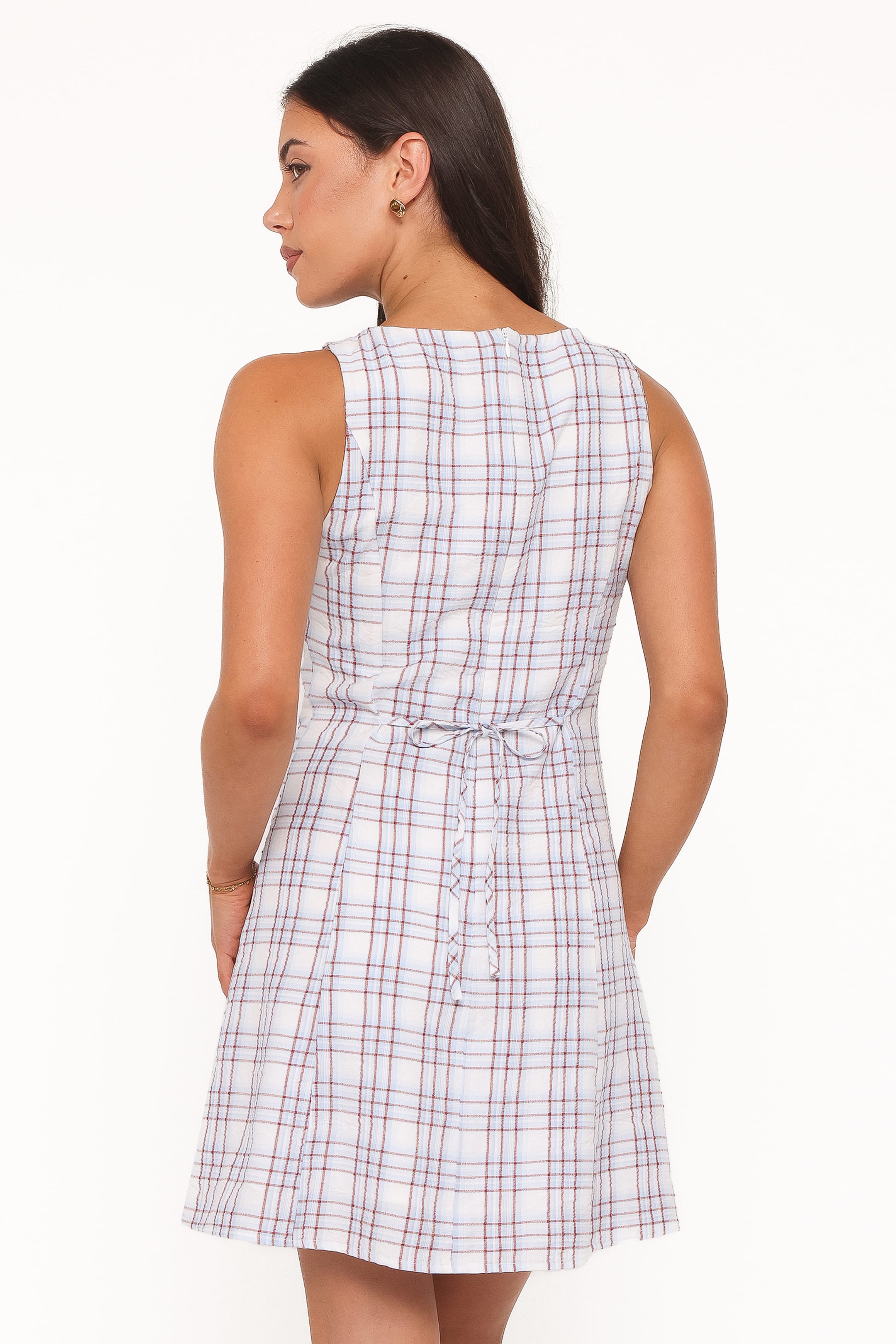 Circe Mini Dress - Light Blue Plaid