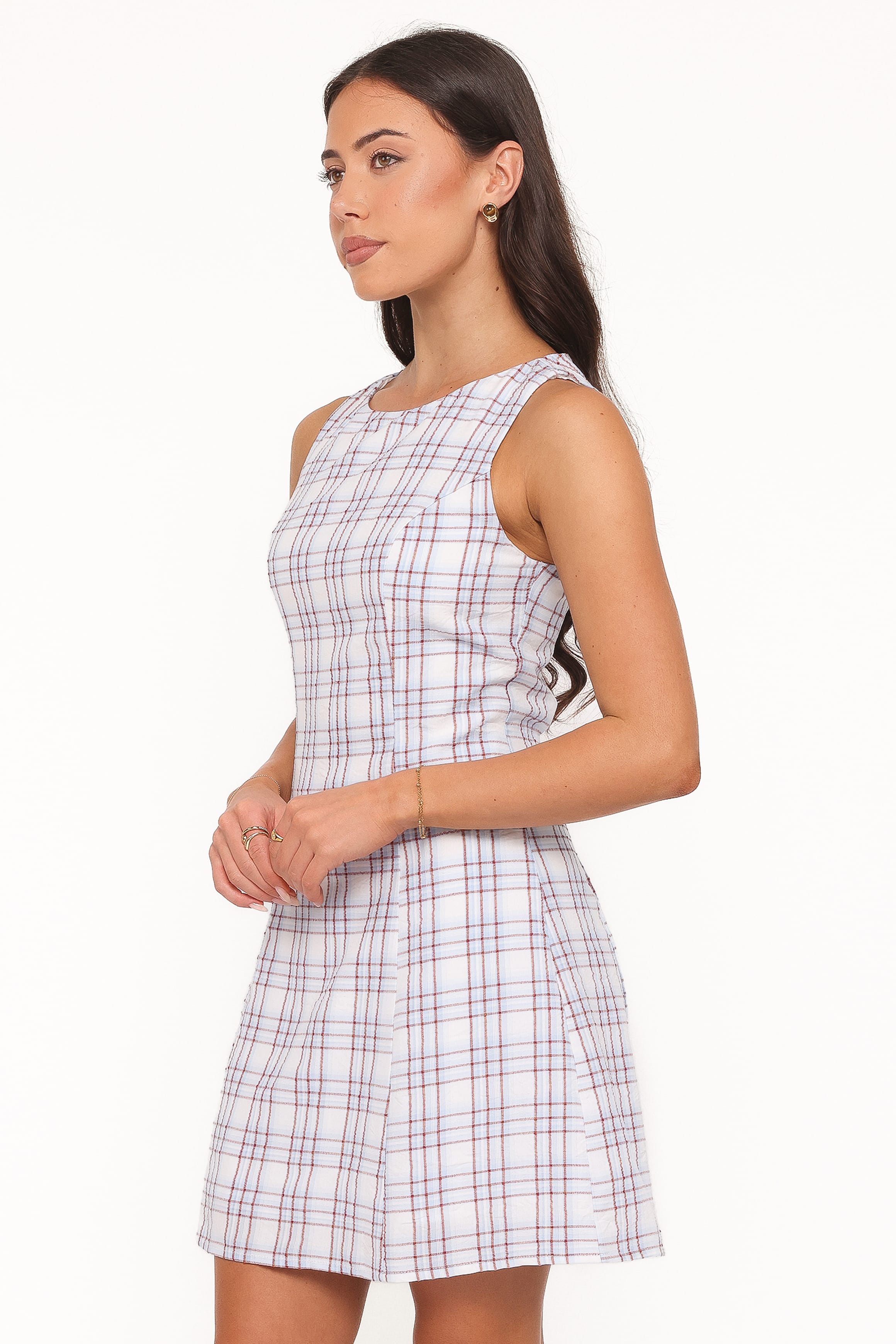 Circe Mini Dress - Light Blue Plaid