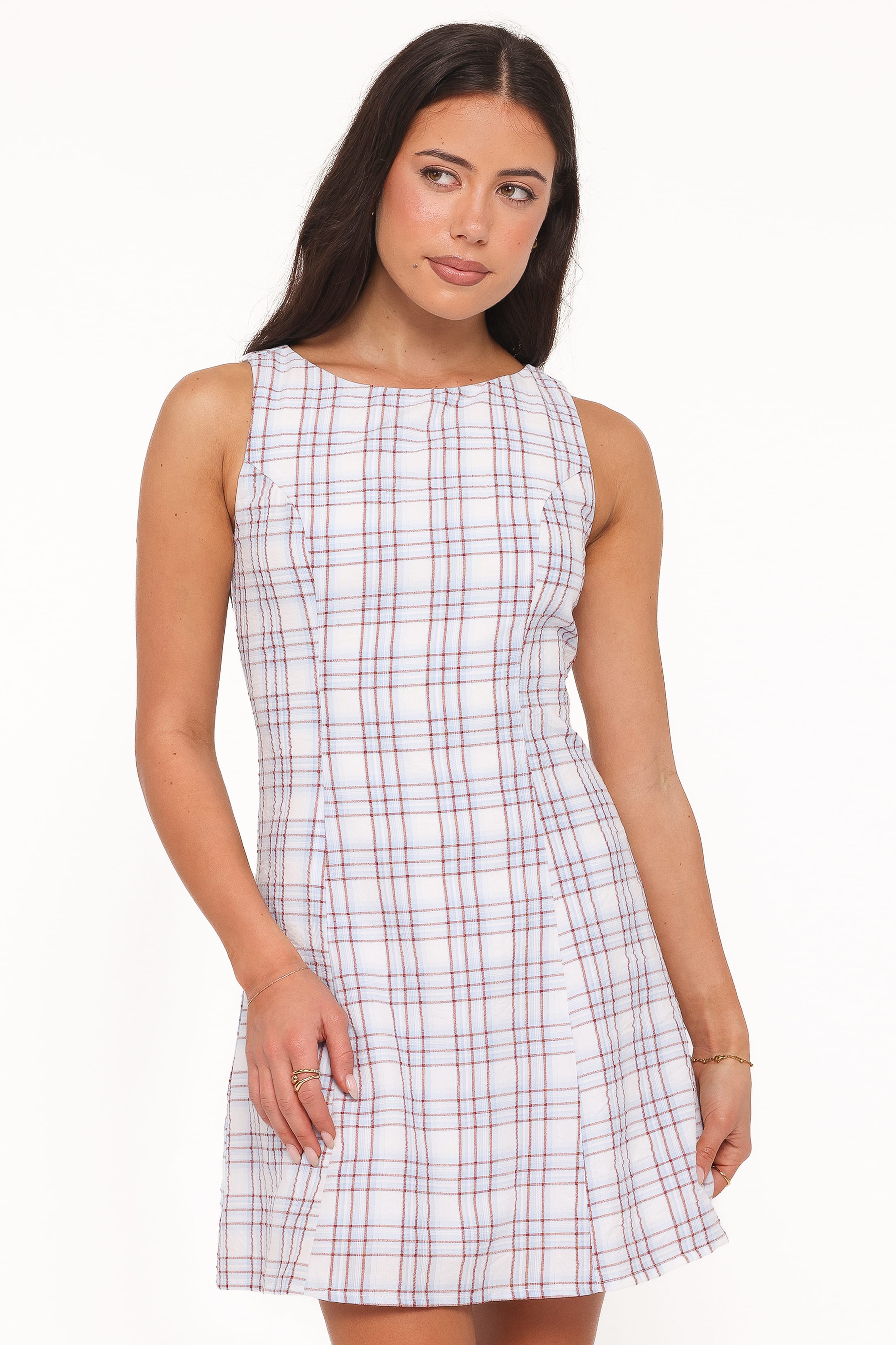 Circe Mini Dress - Light Blue Plaid