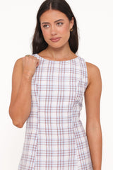 Circe Mini Dress - Light Blue Plaid