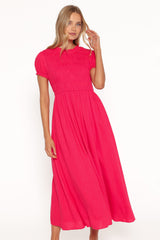 Darla Puff Sleeve Dress - Hot Coral