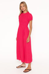 Darla Puff Sleeve Dress - Hot Coral