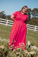 Darla Puff Sleeve Dress - Hot Coral