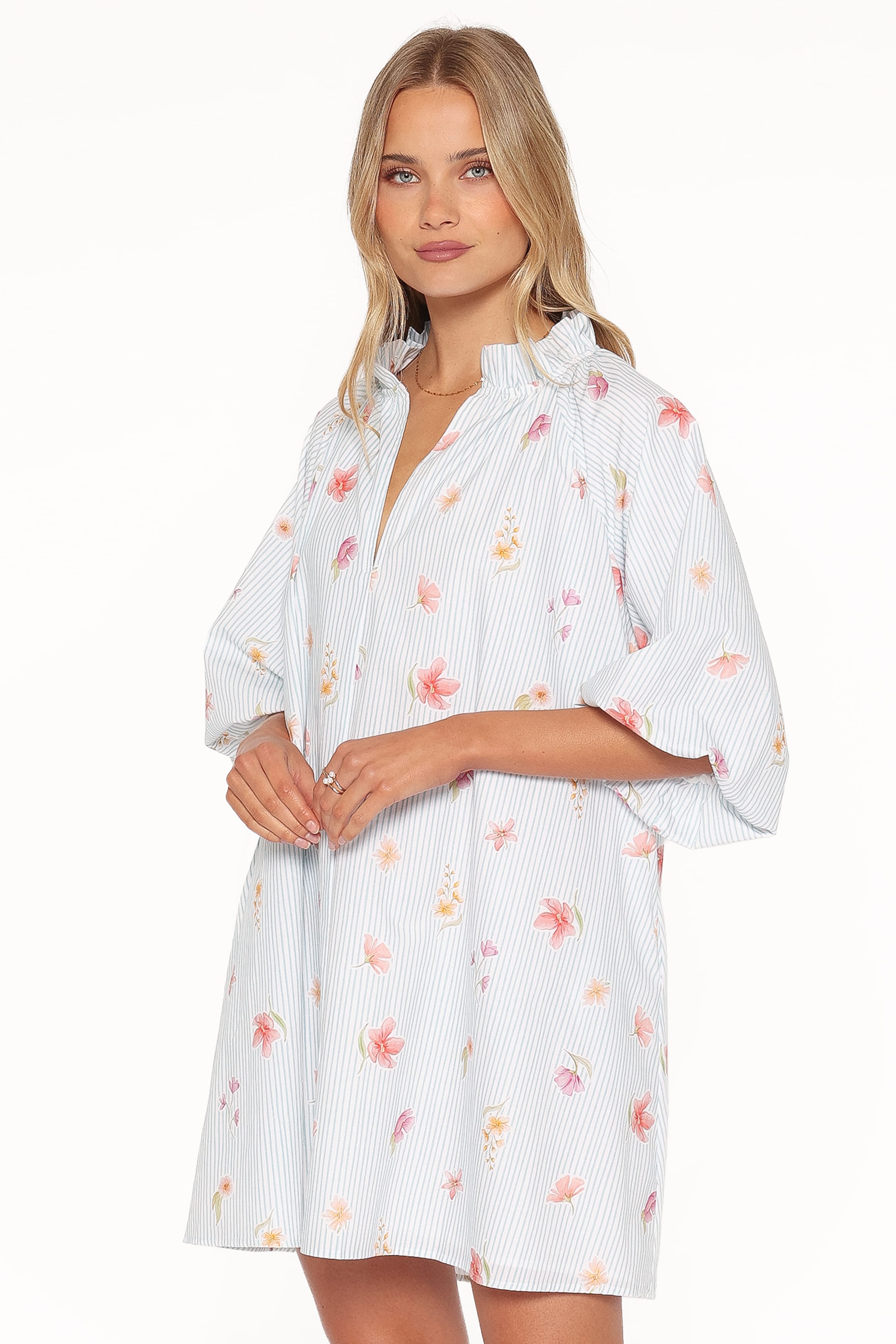 Doran Mini Dress - Blue Garden Stripe