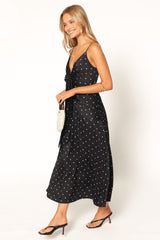 Eluna Midi Dress - Black/Cream Polka Dot