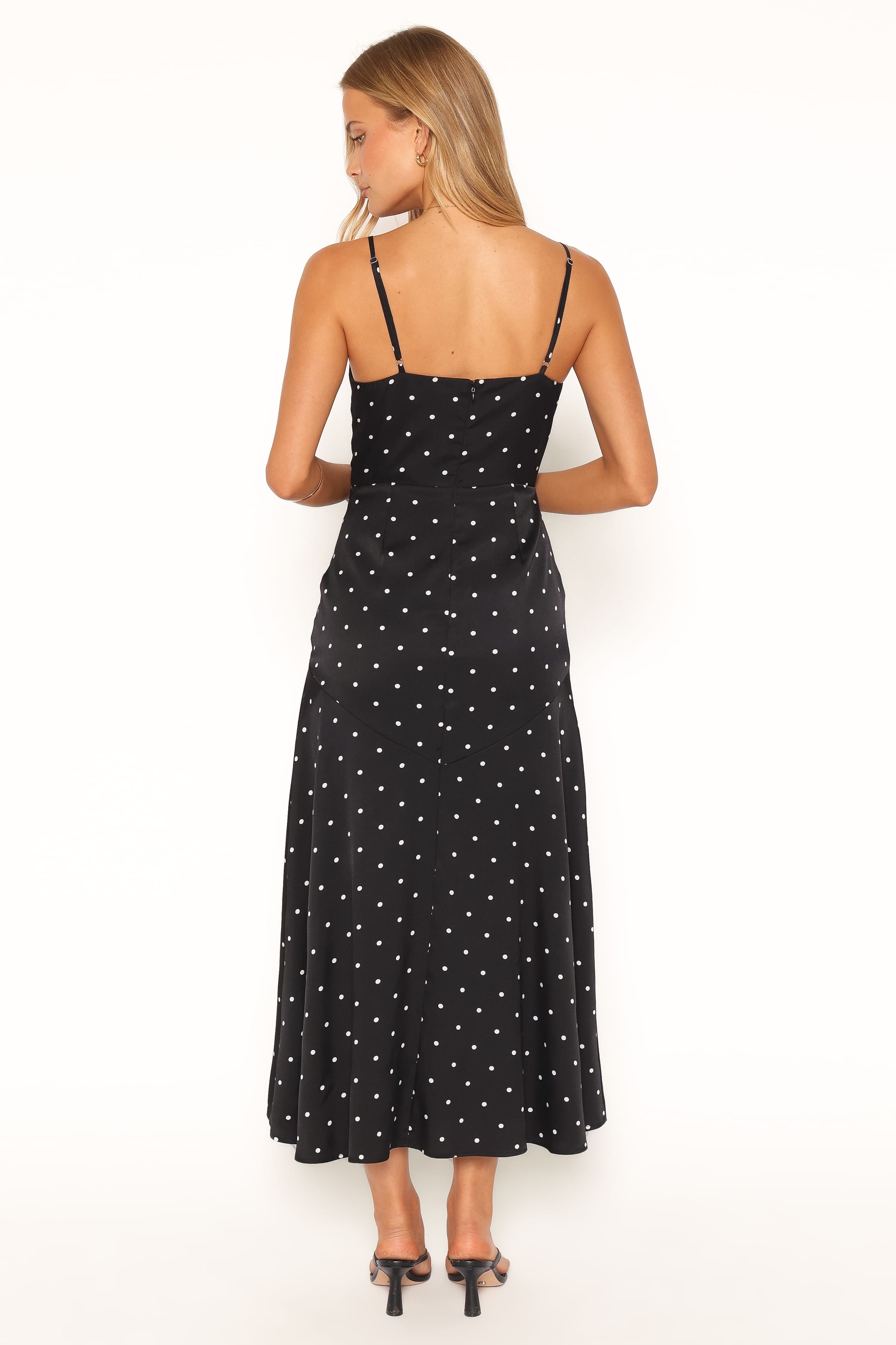Eluna Midi Dress - Black/Cream Polka Dot