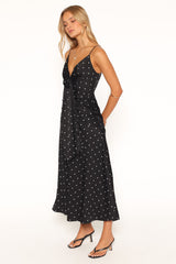 Eluna Midi Dress - Black/Cream Polka Dot